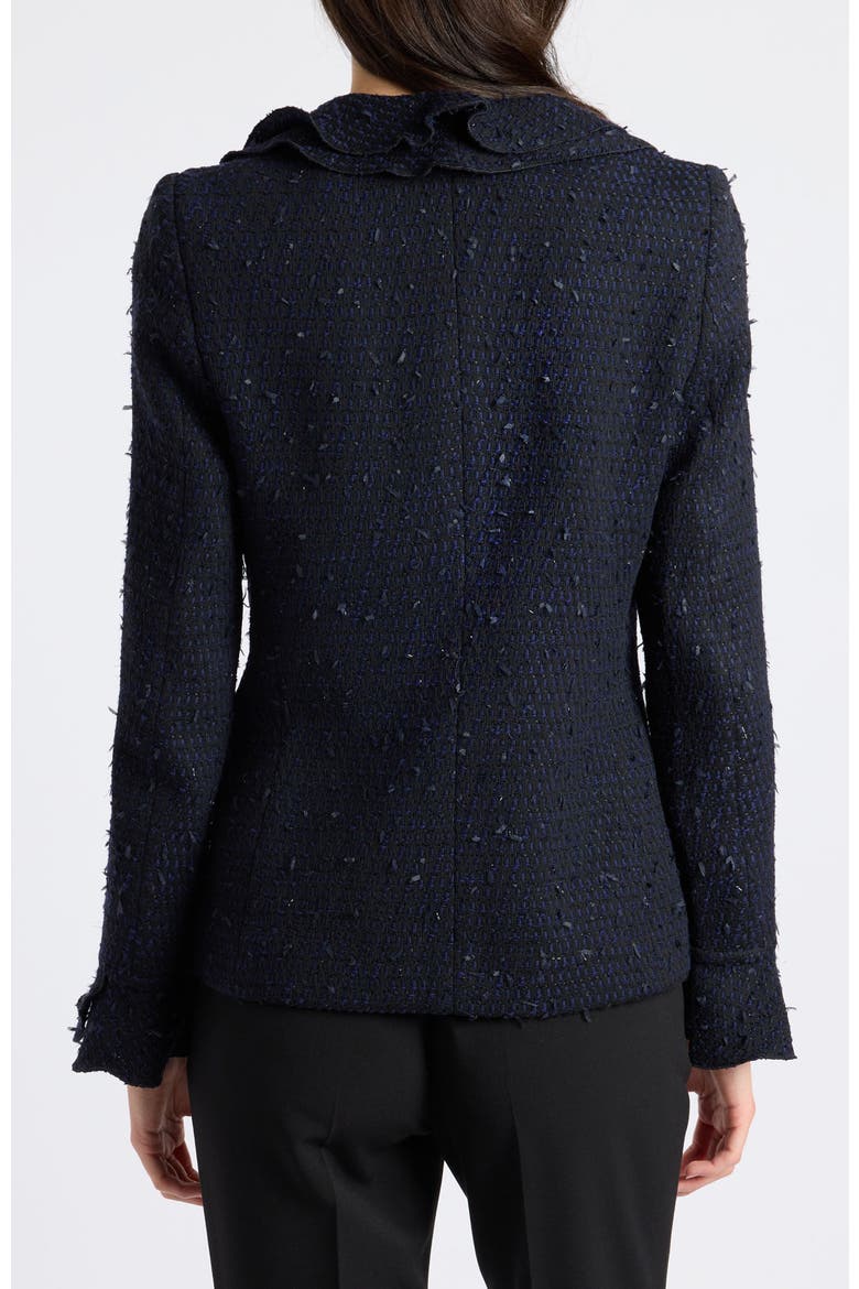 Celeste Ruffle Jacket in Luxury Tonal Tweed, Alternate, color, Midnight
