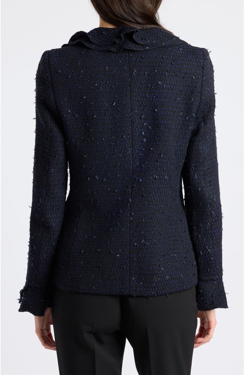 Santorelli Celeste Ruffle Jacket in Luxury Tonal Tweed, Alternate, color, Midnight