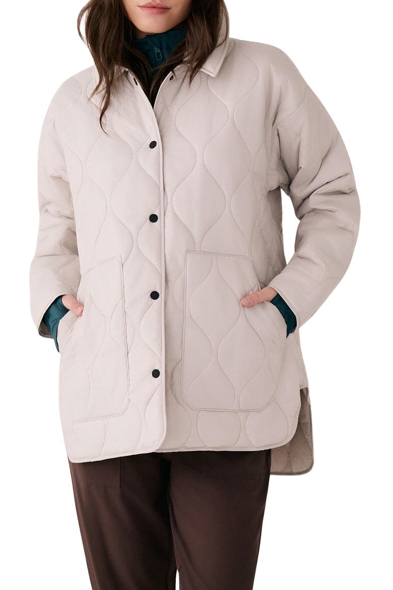 The Quilted Water Repellent Nylon Shacket, Main, color, ABALONE