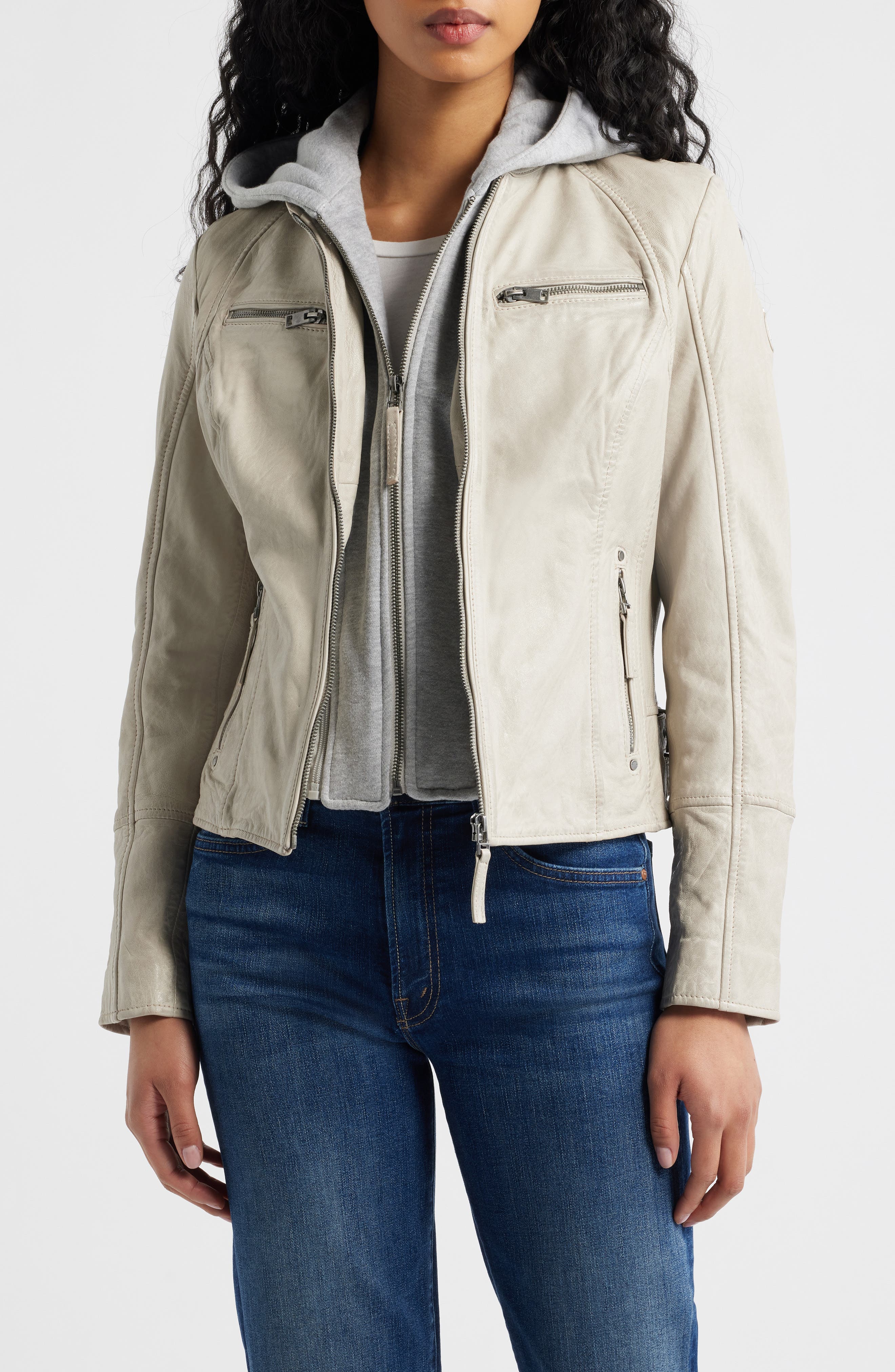 Nola Leather Jacket with Removable Hoodie - image 3