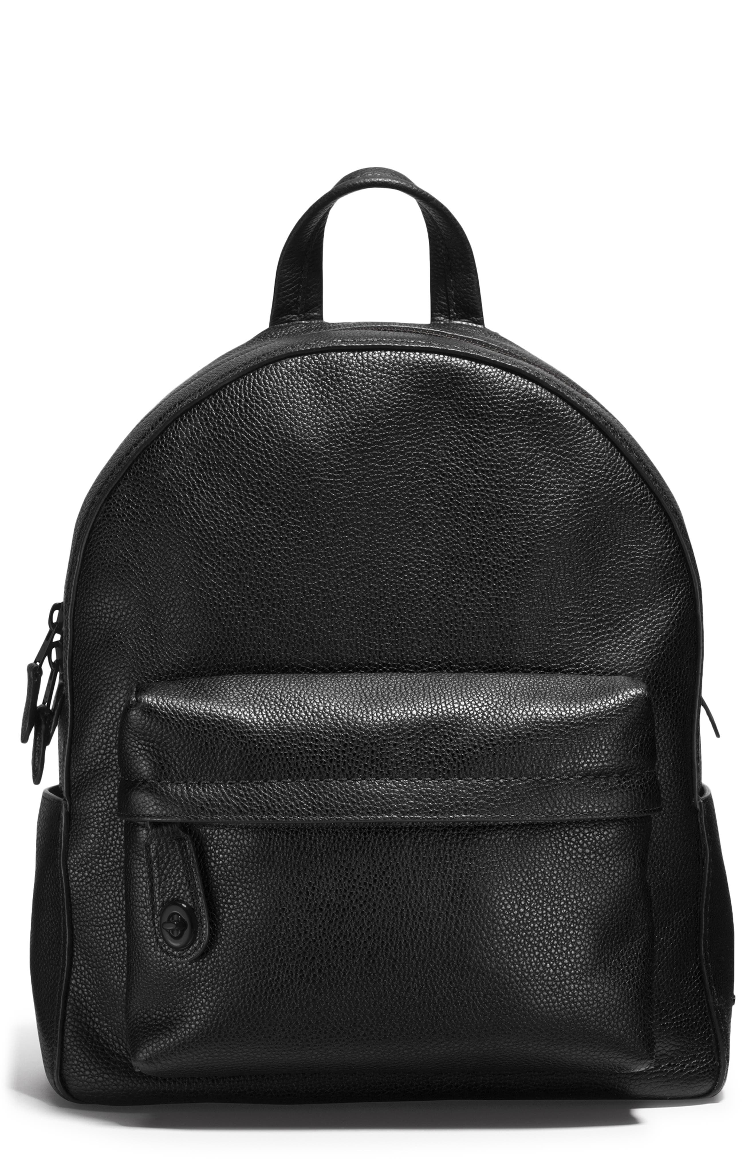 COACH Leather Backpack, Main, color, 