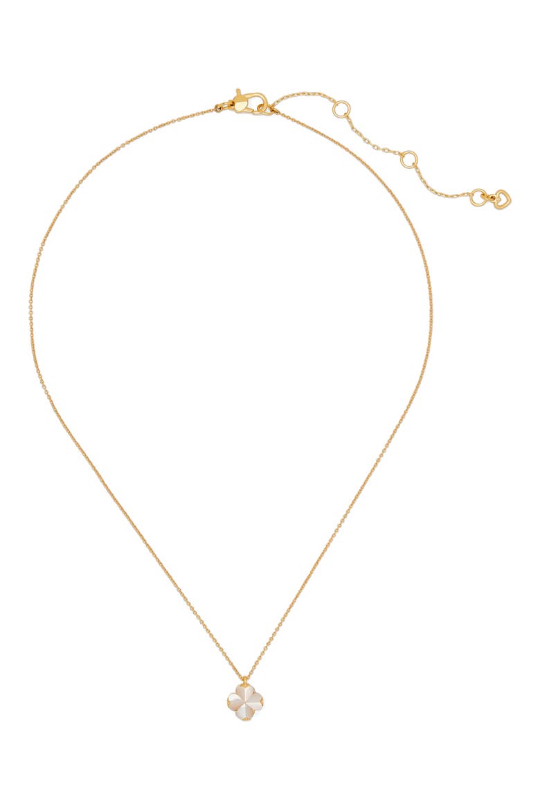 spade mother-of-pearl flower mini pendant necklace, Alternate, color, MOTHER OF PEARL