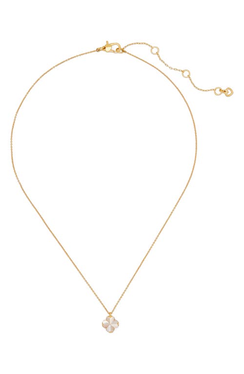 Kate Spade New York Spade Mother-of-pearl Flower Mini Pendant Necklace In Gold