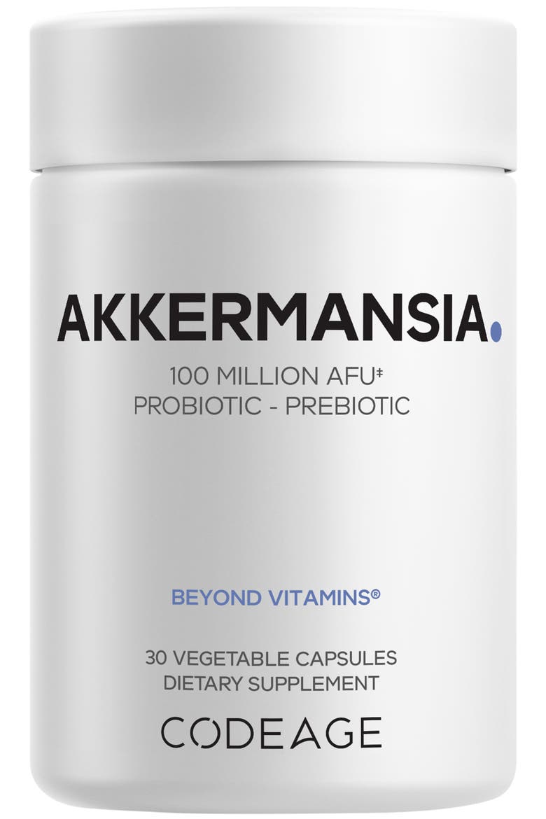 Akkermansia, 100 Million AFU Synbiotic Supplement, Probiotic & Chicory Root Prebiotic, Main, color, White