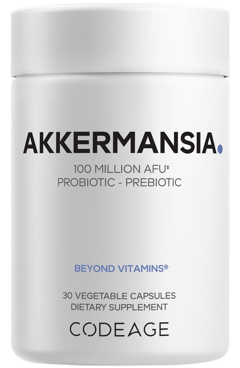 Codeage Akkermansia, 100 Million AFU Synbiotic Supplement, Probiotic & Chicory Root Prebiotic, Main, color, White