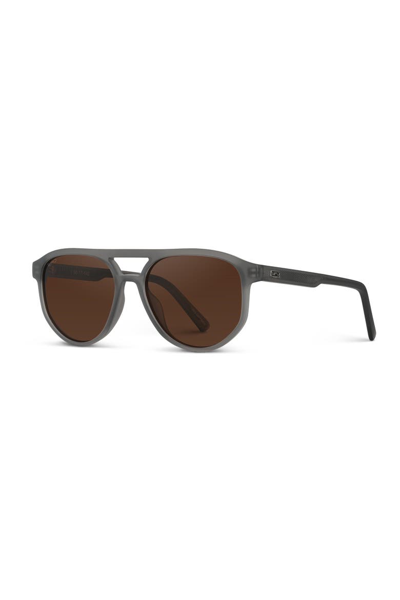 Hudson - 55mm Geometric Aviator Polarized Sunglasses, Alternate, color, Frosted Graphite