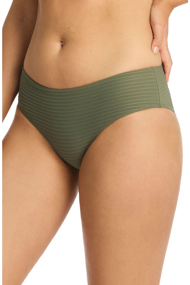 Textured Bikini Bottoms, Alternate, color, KHAKI