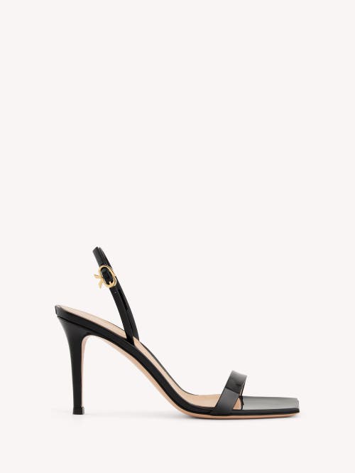Gianvito Rossi Ribbon Stiletto 85 Sandals In Black Patent Leather In Black