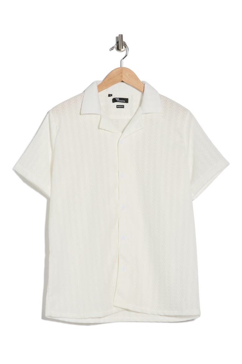 Modern Fit Textured Camp Shirt, Alternate, color, WHITE