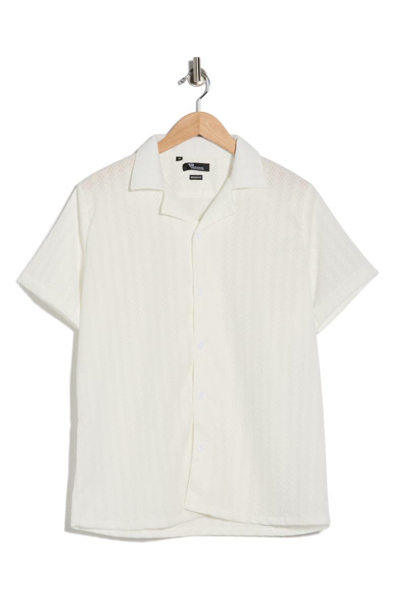 T.R. PREMIUM Modern Fit Textured Camp Shirt, Main, color, White
