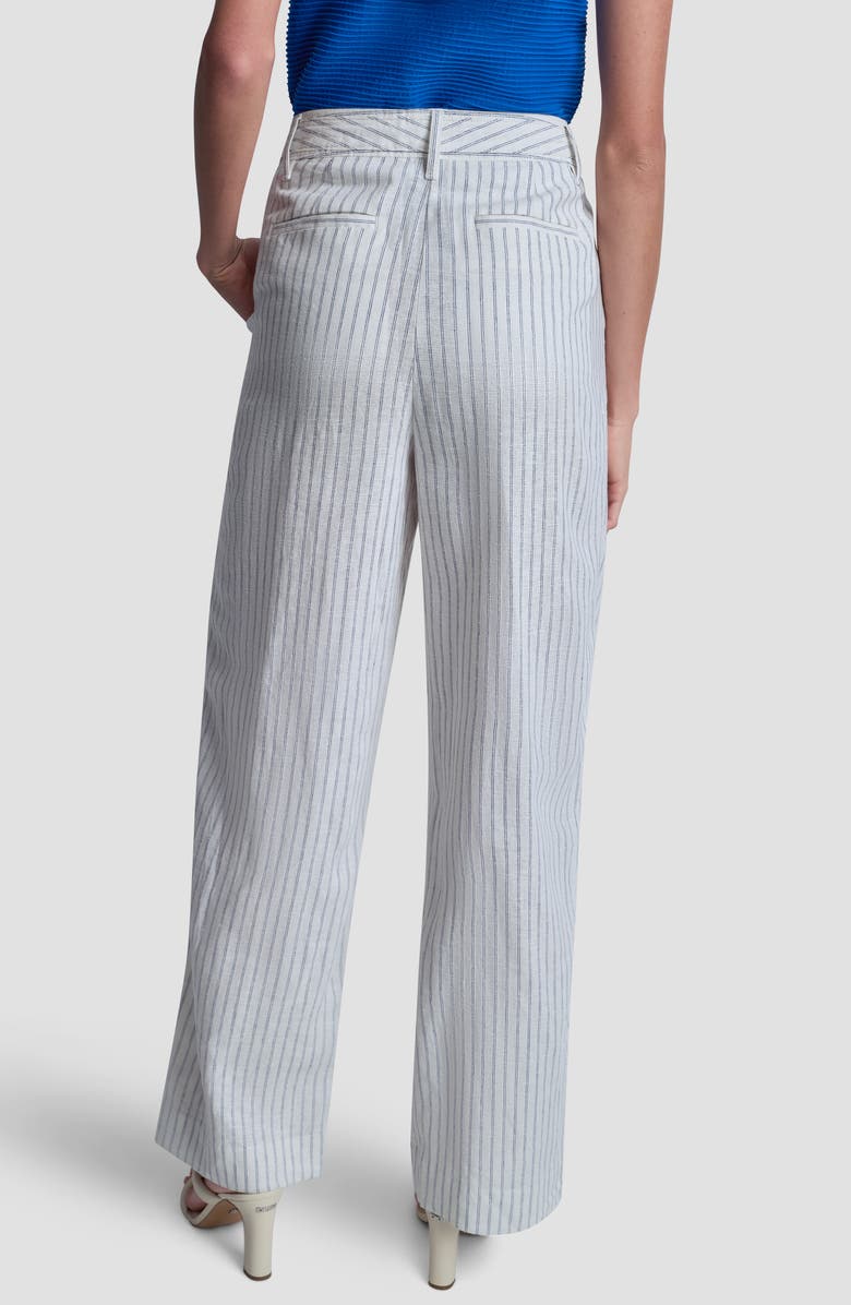 DKNY Stripe Linen Blend Drawstring Pants, Alternate, color, Ivory/Admiral