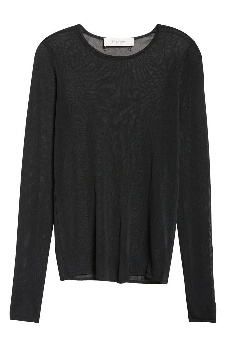 Golden Goose Journey Sheer Knit Top, Alternate, color, Black