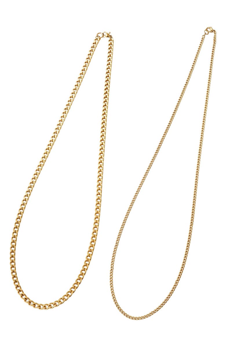 Adornia Men's Set of 2 Water Resistant Curb Chain Necklaces, Alternate, color, Gold