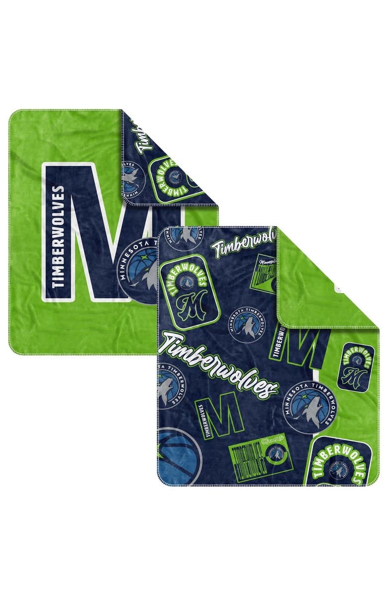 LOGO BRANDS Minnesota Timberwolves 50" x 60" Dream Weave Throw Blanket, Main, color, Navy