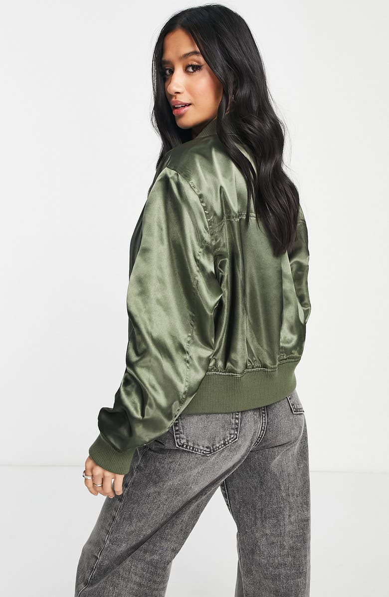 Topshop Satin Bomber Jacket, Alternate, color, 
