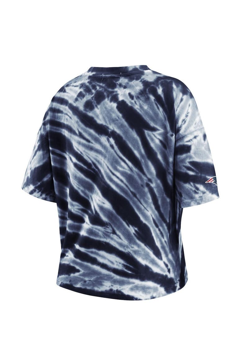 Women's WEAR by Erin Andrews Navy New England Patriots Tie-Dye T-Shirt, Alternate, color, NAVY