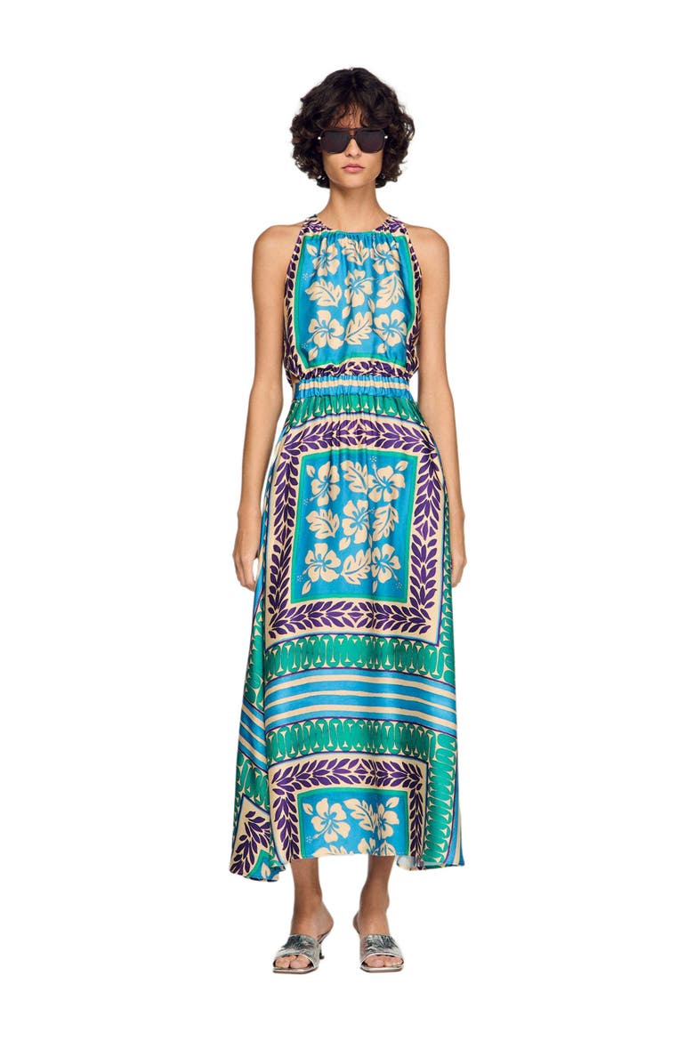 Floral print maxi dress, Alternate, color, Green / purple