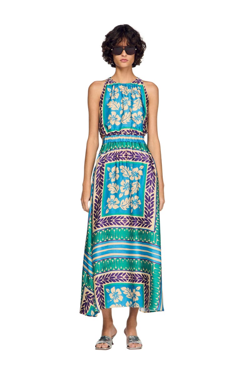SANDRO Floral print maxi dress, Alternate, color, Green / Purple