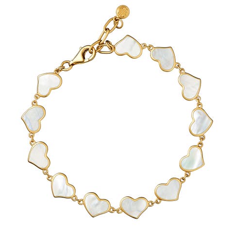 All Around Heart Bracelet Set In 18K Gold Overlay Sterling Silver