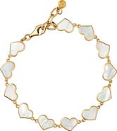 Jan Leslie All Around Heart Bracelet Set In 18K Gold Overlay Sterling Silver