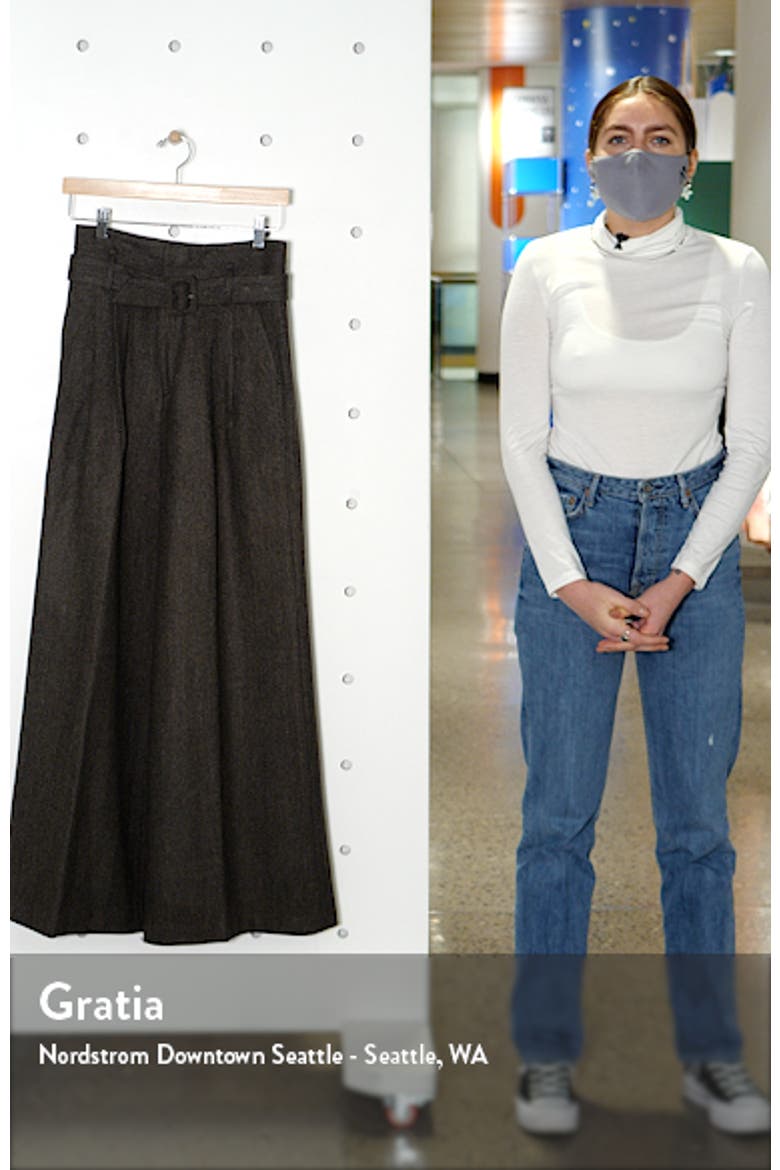 Frankie Herringbone Wide Leg Wool Trousers video