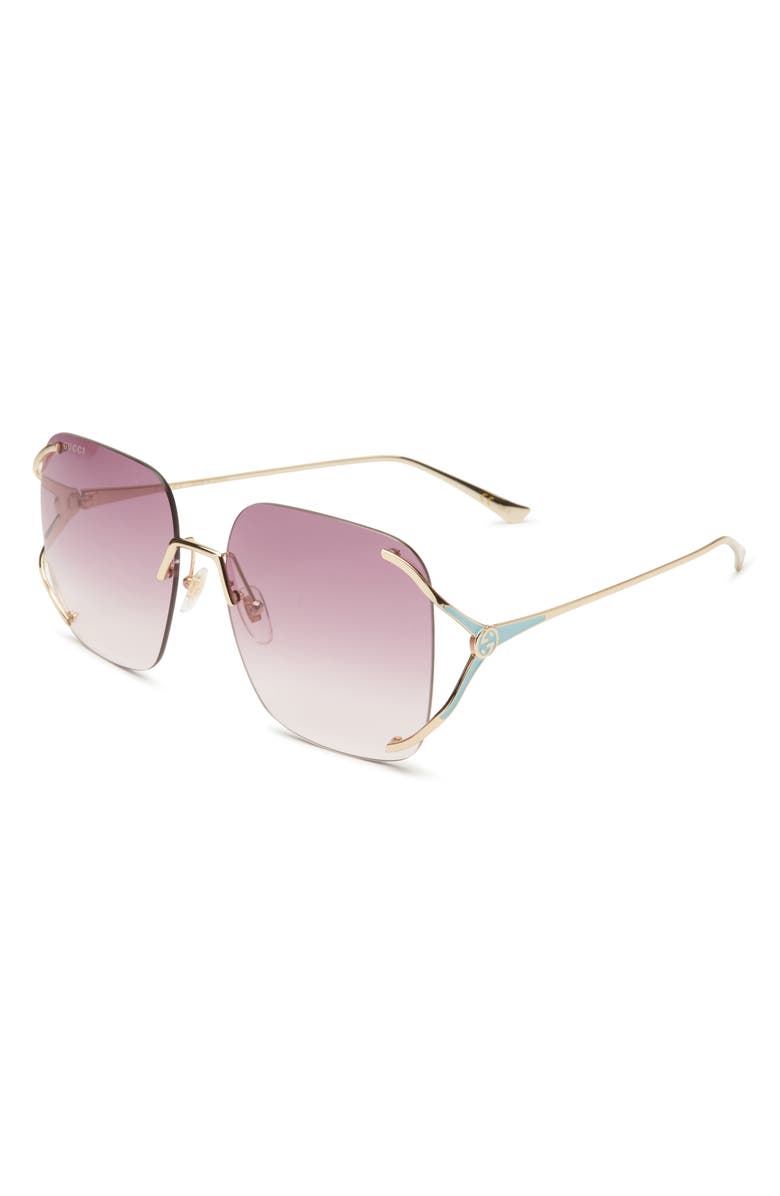 Gucci 60mm Square Gradient Sunglasses, Alternate, color, Gold Gold Violet
