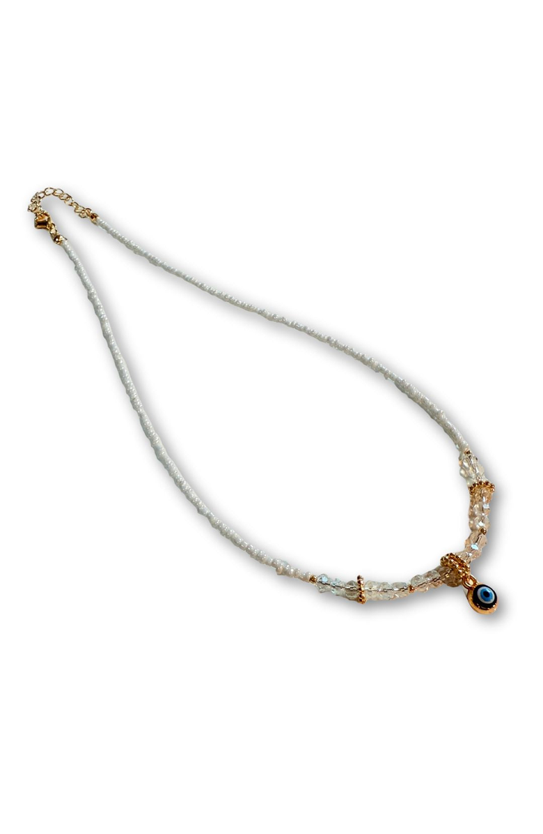 Humanist Beauty Evil Eye Charm Necklace, Main, color, Clear