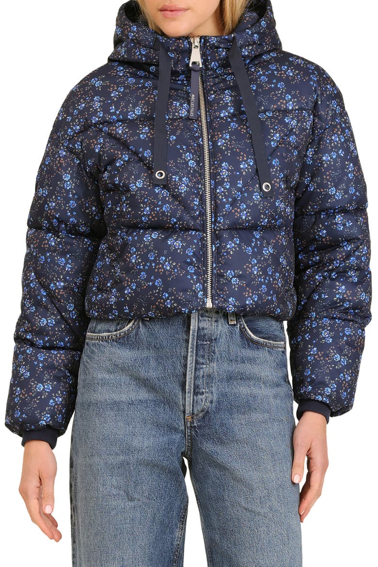 Cropped Hooded Puffer Coat, Main, color, AUTUMN DITSY