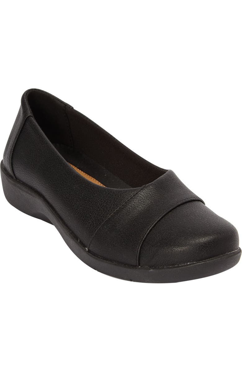 Comfortview The Gab Faux Leather Slip On Flat, Alternate, color, Black