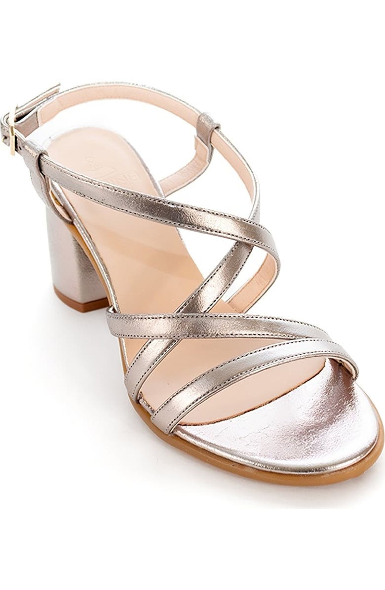 Menina Step Cloe Leather Heeled Sandal, Alternate, color, Silver