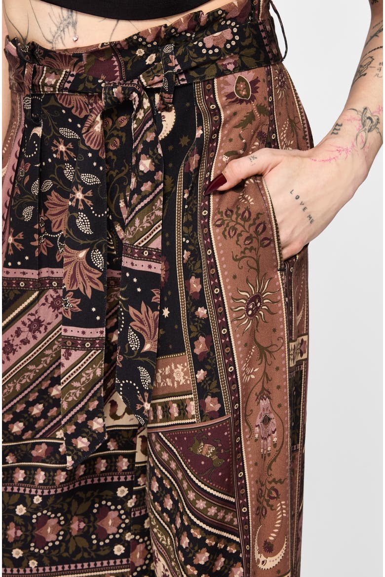 Nola Folk Patchwork Culotte, Alternate, color, Black