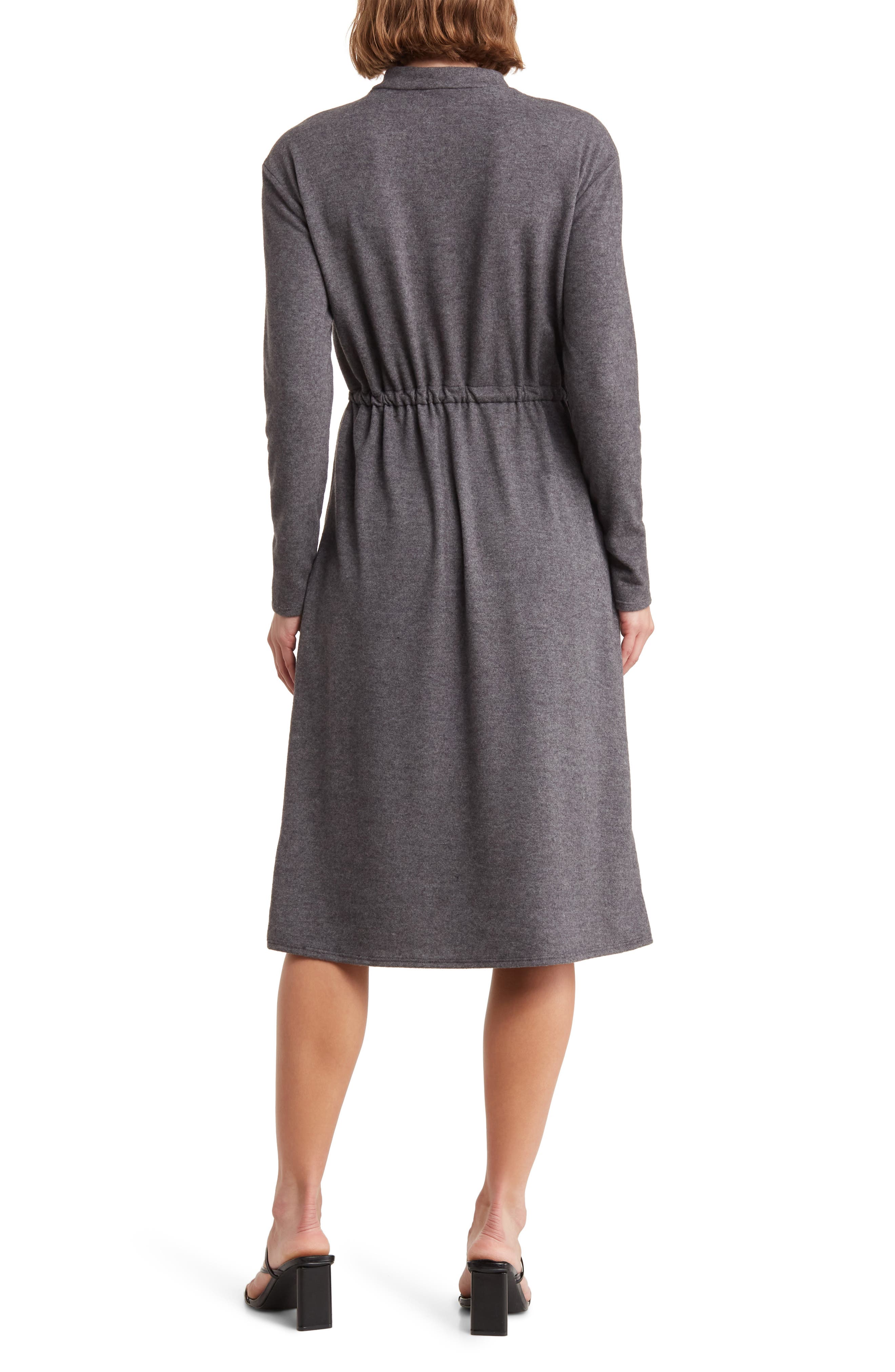 Long Sleeve Drawstring Waist Dress - image 2