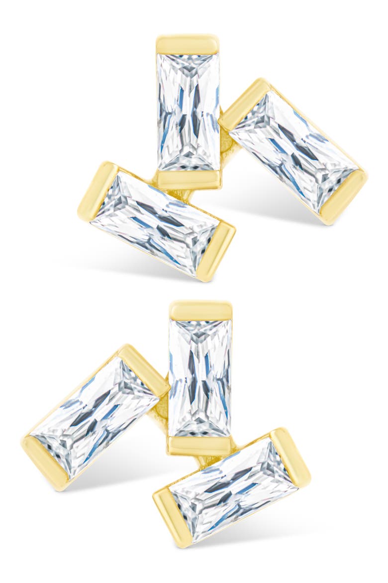 Macy Baguette Cubic Zirconia Stud Earrings, Alternate, color, GOLD