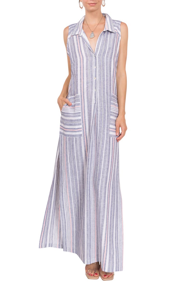 Everyday Ritual Vivienne Sleeveless Cotton Nightgown, Alternate, color, Chesapeake Stripe