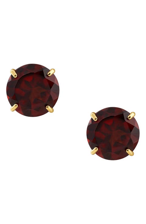 Garnet Solitaire Stud Earrings