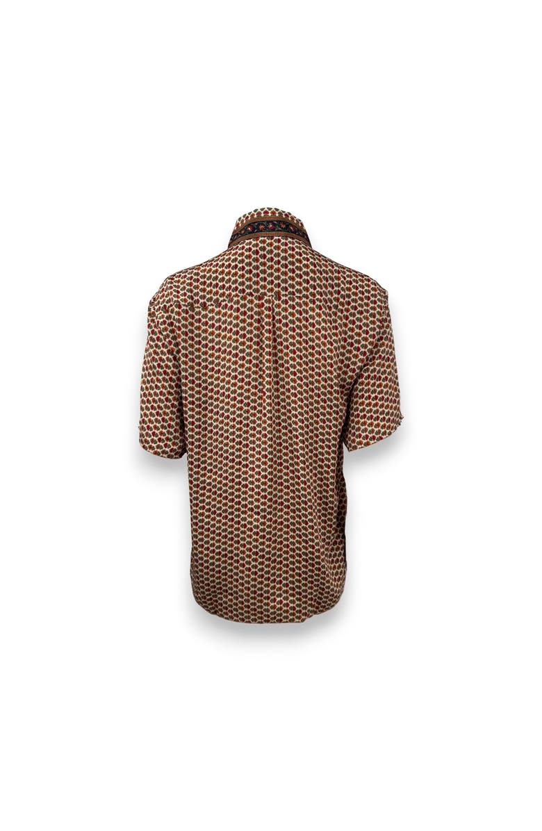 Monzlapur Embossed Botanical Short Sleeve Crepe Shirt, Alternate, color, Copper