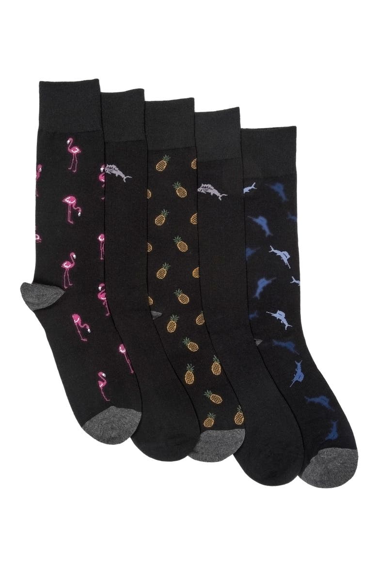 CoolMax® EcoMade 5-Pack Assorted Crew Socks, Main, color, BLACK