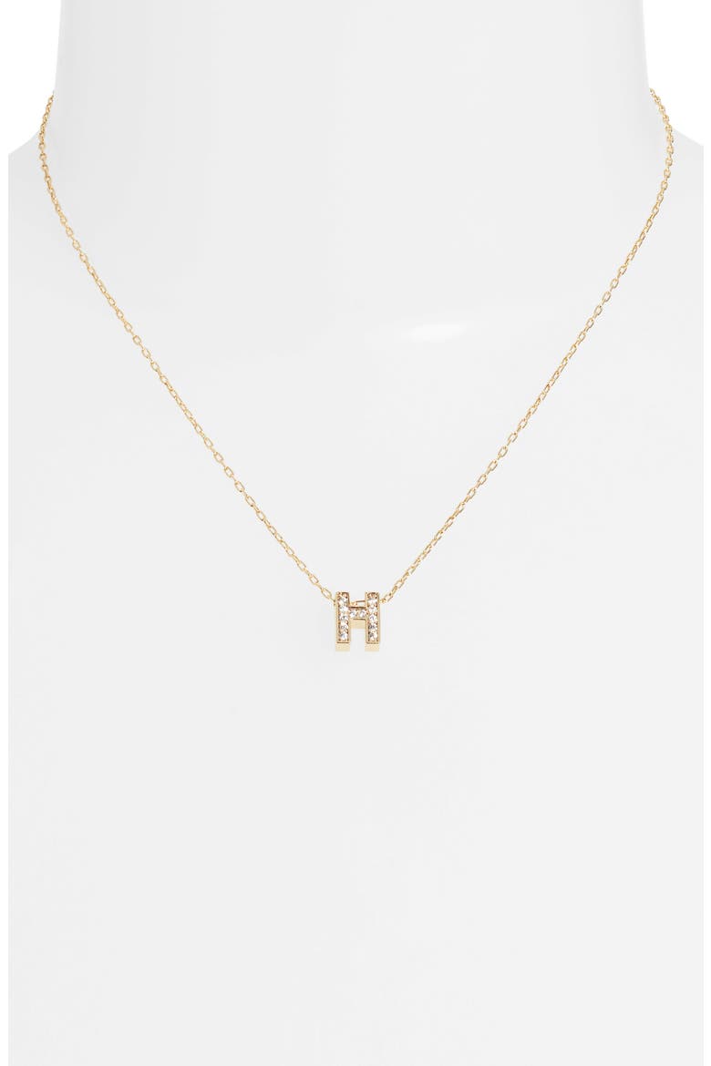 Pavé Cubic Zirconia Initial Necklace, Alternate, color, H- CLEAR- GOLD