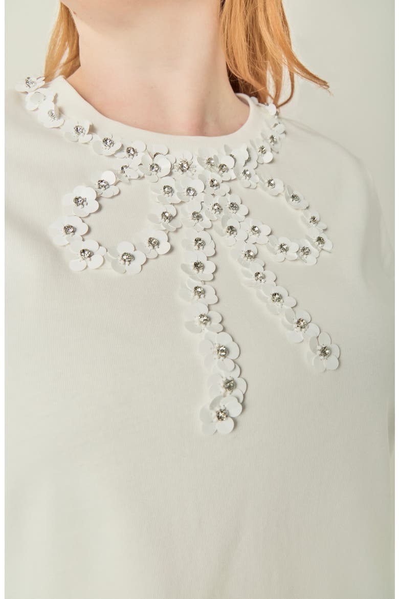 Bow Bead Detail Top, Alternate, color, WHITE