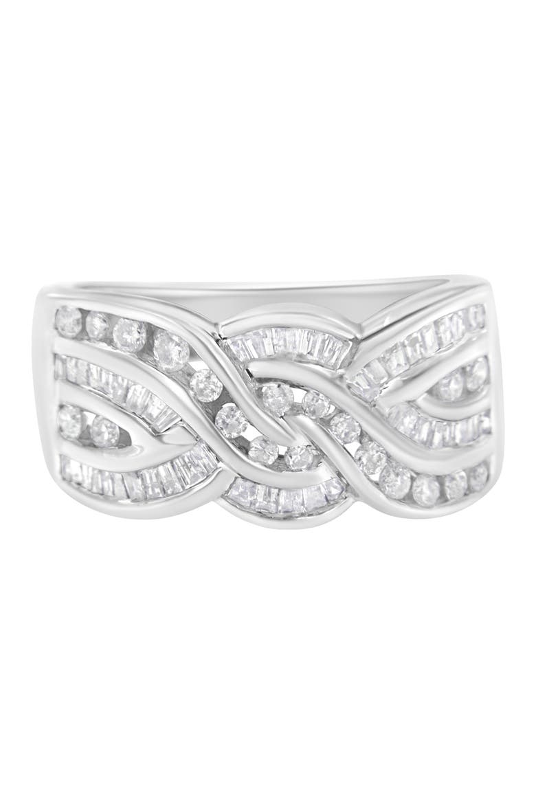10K White Gold 1.0 Cttw Diamond Inlay Bypass Ring, Main, color, White Gold
