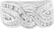 Haus of Brilliance 10K White Gold 1.0 Cttw Diamond Inlay Bypass Ring