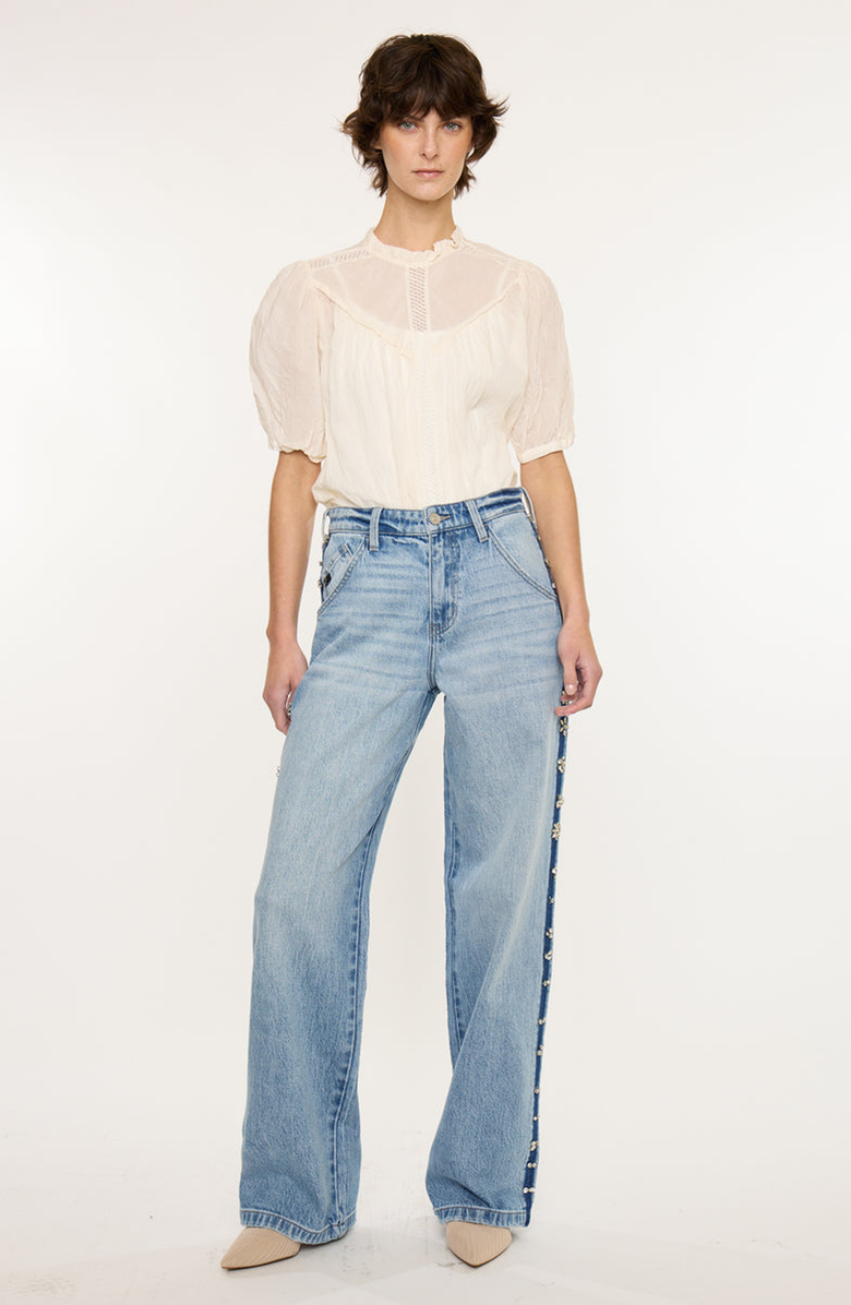 KanCan Gianna Low Slung Baggy Wide Jeans, Alternate, color, Medium Wash