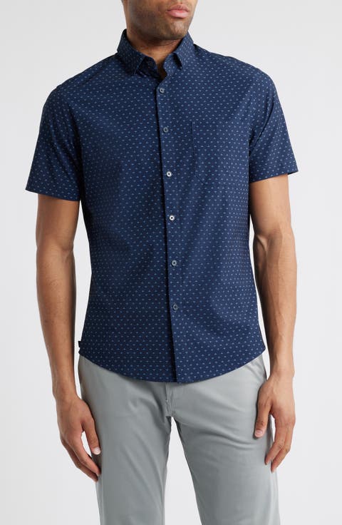 Leeward Trim Fit Neat Short Sleeve Button-Up Shirt