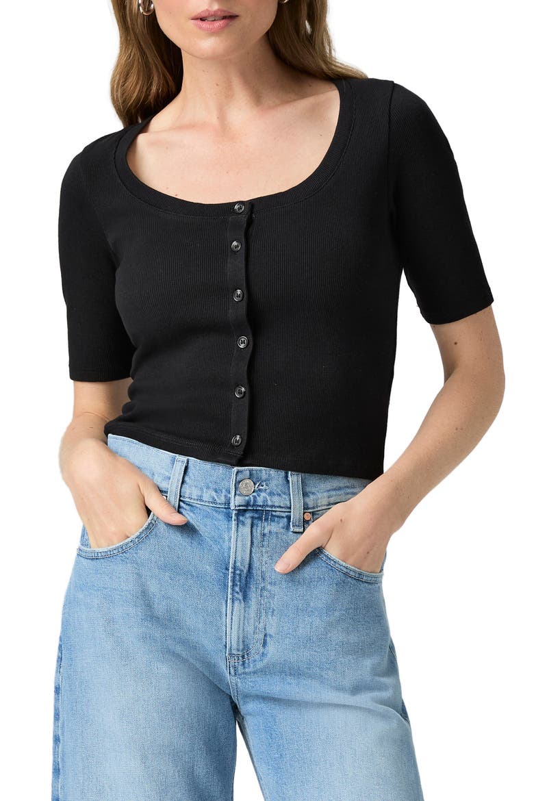 Evette Stretch Cotton Top, Main, color, BLACK