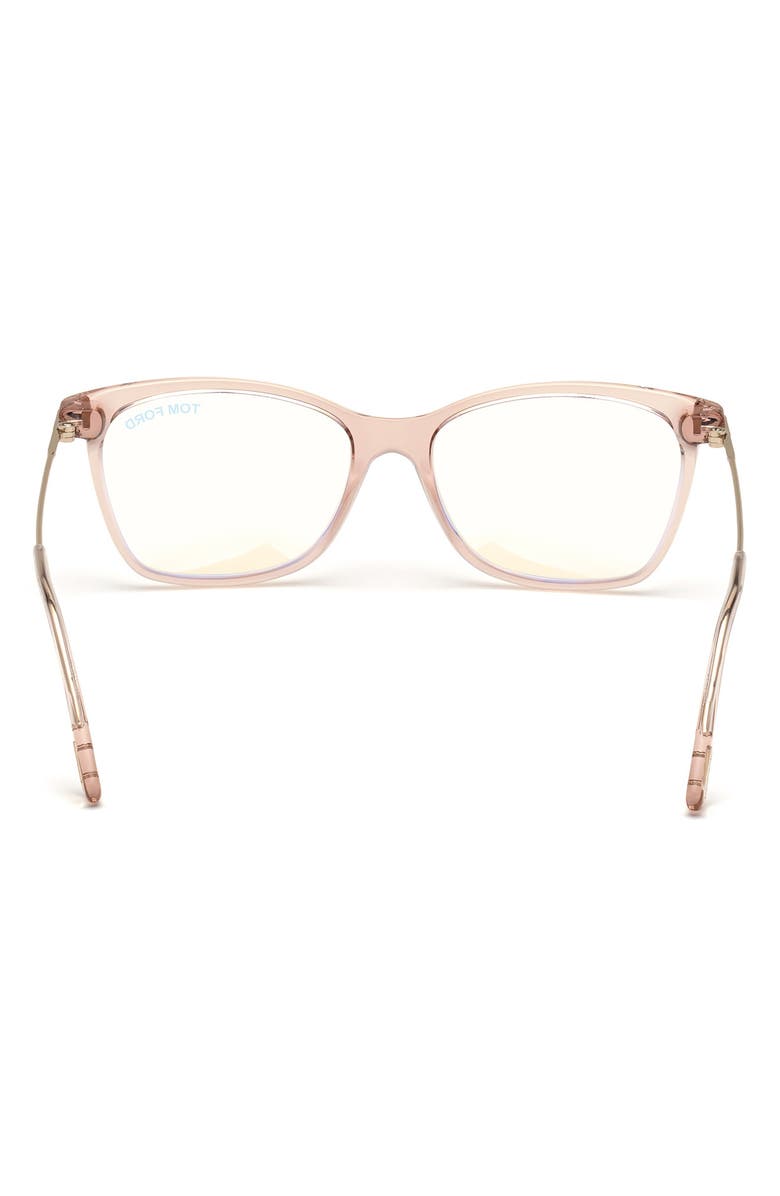 TOM FORD 50mm Square Optical Glasses, Alternate, color, Pink Rose Gold / Blue Block