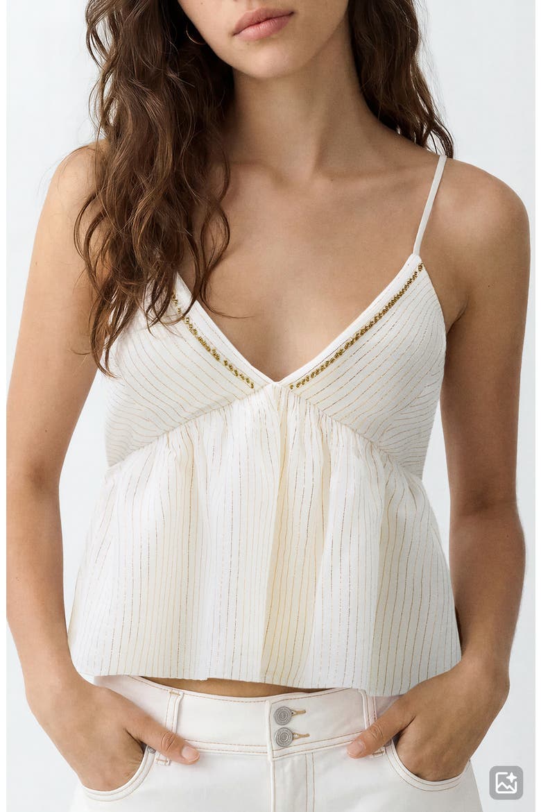 Embroidered Bead Detail Stripe Top, Main, color, OFF WHITE