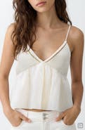 MANGO TEEN Embroidered Bead Detail Stripe Top