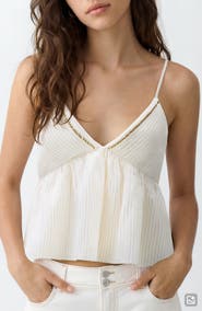 MANGO TEEN Embroidered Bead Detail Stripe Top