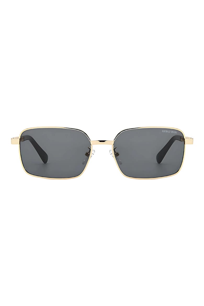 Romy 60mm Polarized Rectangle Sunglasses, Main, color, GOLD / BLACK