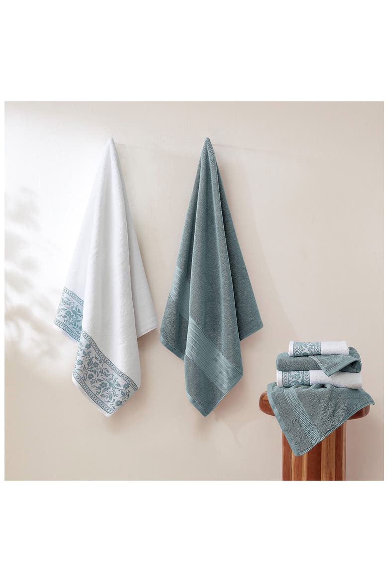 Jacquard 6-Piece Towel Set, Alternate, color, SOFT GRAY
